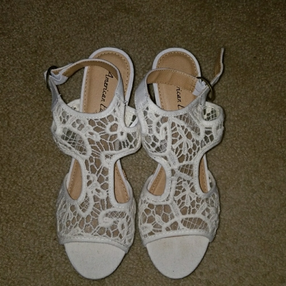 White lace wedges